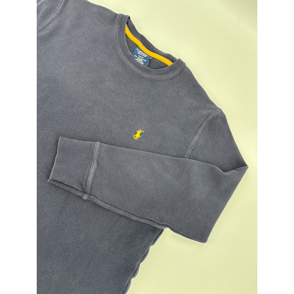Polo Ralph Lauren Mens Small Navy Blue Waffle Knit Thermal Long Sleeve Shirt